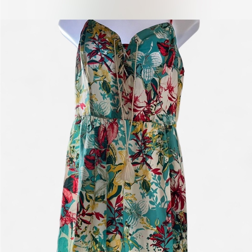 Red and Green Sleeveless Maxi Sundress